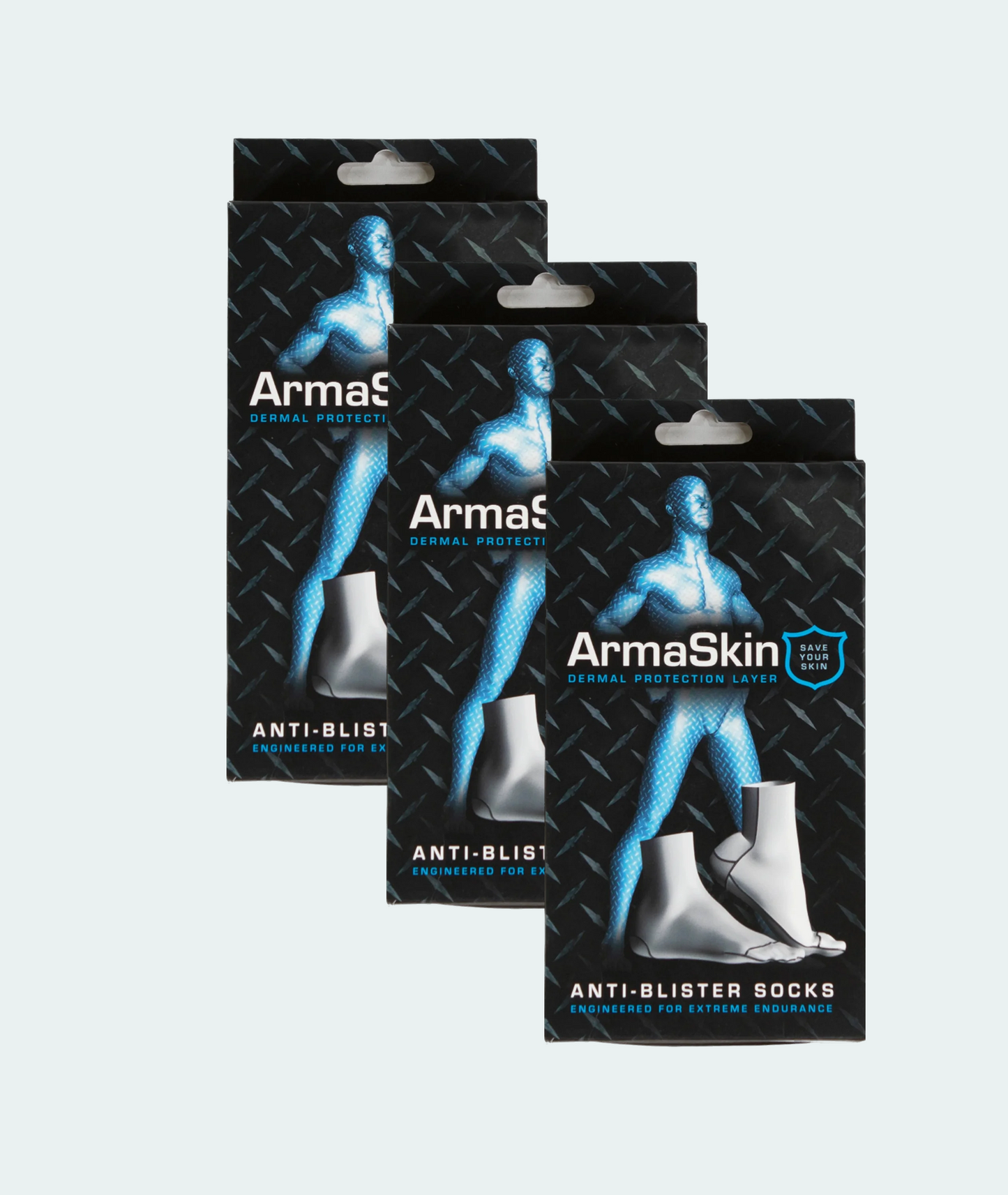 ArmaSkin Anti-Blister Socks  3 Pair Trial Pack (Black)