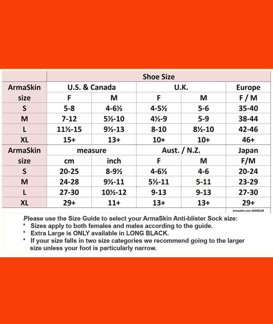 ArmaSkin Sizing Chart